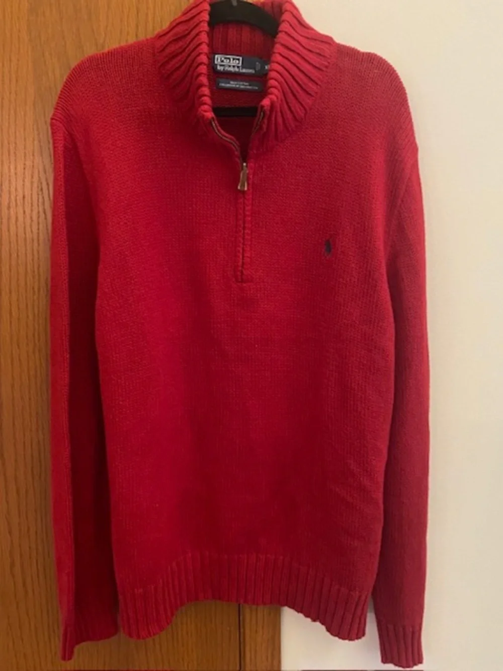 Polo Ralph Lauren Half Zip Pullover Sweater Red 100% Cotton Pony Mens XXL Mock T